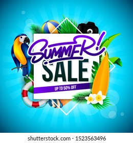 Summer Sale Banner Discount with Element Tropical