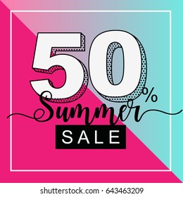 Summer sale banner with duotone tropical plant background