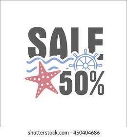 Summer sale banner with fifty percent