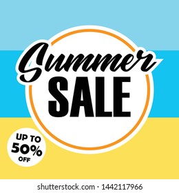 Summer sale banner, flyer, web etc template vector up to 50% off