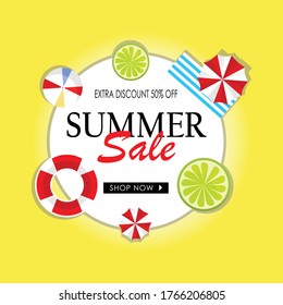 Summer Sale banner, hot season discount poster. Invitation for shopping. special offer card, template for design. summer sale background. in eps 10