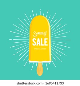 Summer sale banner with ice cream. Special offer. Vector illustration