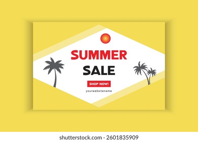 Summer sale banner illustration Design Template background