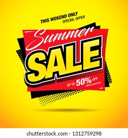 summer sale banner layout design, vector illustration