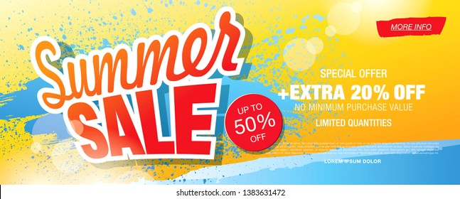 Summer Sale Banner Layout Design, Vector Illustration