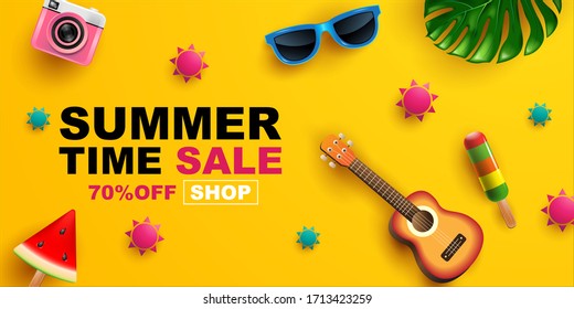 Summer Sale, Banner Layout Design, poster, template design, vector Illustration.