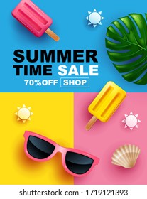 Summer Sale, Banner Layout Design, colorful poster, template design, vector Illustration.