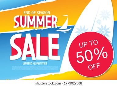 summer sale banner layout design, vector illustration