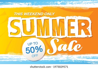 Summer Sale Banner Layout Design, Vector Illustration