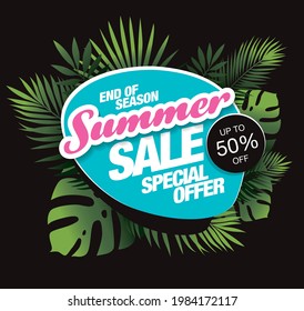 summer sale banner layout design, vector illustration