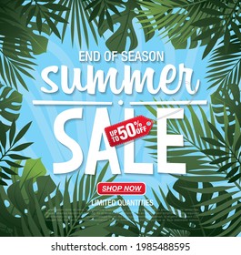 summer sale banner layout design, vector illustration