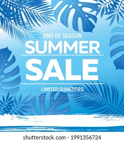 summer sale banner layout design, vector illustration, ocean version