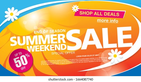 summer sale banner layout template design, vector illustration