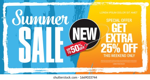 summer sale banner layout template design, vector illustration