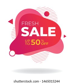 Summer sale banner modern design. Dynamic fluid background. Promo badge for your seasonal design.