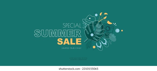 Summer sale banner. Modern minimal design for Sales. Flat vector illustration.