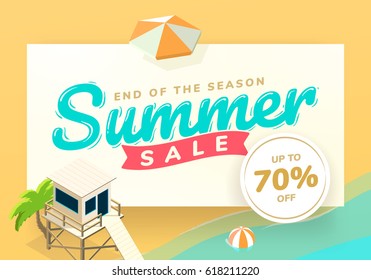 Summer Sale Banner on beach