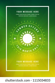 Summer sale banner online shopping on beach background, for magazine and advertising poster or voucher. Vector illustration.