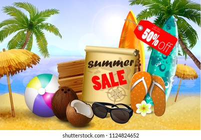 Summer sale banner online shopping
