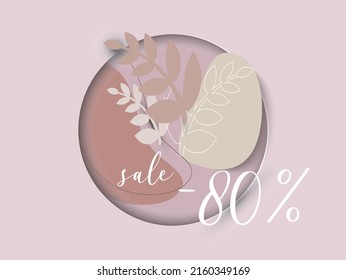 Summer sale banner with pastel color 3d effect. Design for spa flyer, cosmetic poster or website design. Vector illustration