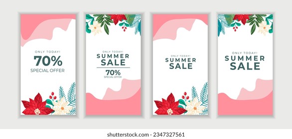 Summer sale banner and poster design with tropical beach background Vector. Realistic big and super sale summer vacation background design.