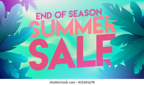 Summer sale banner. Summer Sale poster design for print or web. Vector discount banner.Summer time art design, travel, banner, discount template.