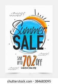 Summer Sale Banner, Sale Poster, Sale Flyer, Sale Vector. 70% Off, Sale Background. Big Sale, Super Sale, Special Offer on Every Brands.Vector illustration.