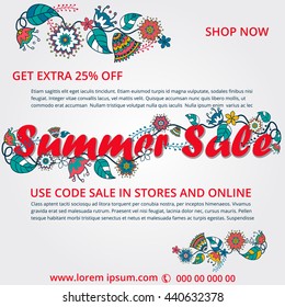 Summer,  Sale Banner, Sale Poster, Sale Flyer, Sale Vector. 25% Off, Vector illustration.