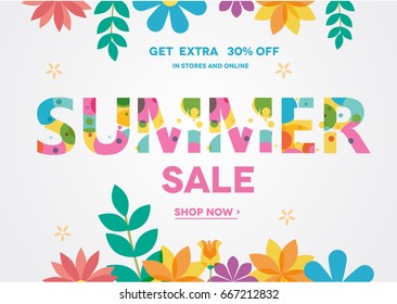 Summer Sale Banner, Sale Poster, Sale Flyer, Sale Vector. 30% Off, Vector illustration.