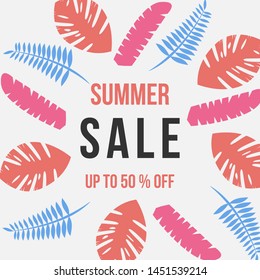 Summer Sale Banner and Poster for Social Media Use. Trendy and Modern Deisgn.