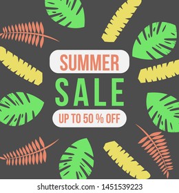 Summer Sale Banner and Poster for Social Media Use. Trendy and Modern Deisgn.