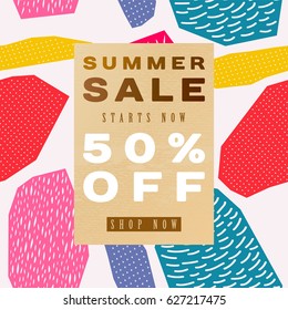 Summer Sale Banner, Sale Poster. Vector illustration.