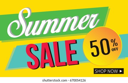 summer sale banner promotion discount background design illustration vector