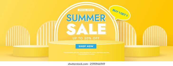 Summer sale banner with promotional offer.