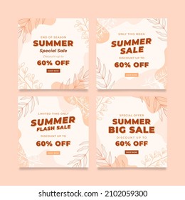 Summer sale banner social media feed template