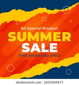Summer Sale Banner for social media ads. Vector. All Special Product. Illustration. Shop Now. This Weekend Only. Summer Sale.