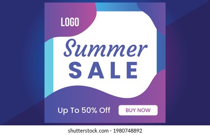 Summer Sale Banner suitable for social media posts, mobile apps, banners design and web ads. Vector fashion backgrounds.