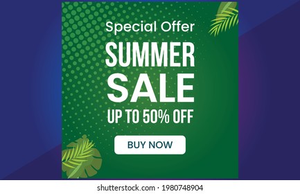 Summer Sale Banner suitable for social media posts, mobile apps, banners design and web ads. Vector fashion backgrounds.