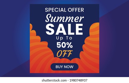 Summer Sale Banner suitable for social media posts, mobile apps, banners design and web ads. Vector fashion backgrounds.