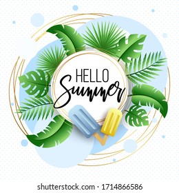 Summer Sale banner. Sale tag. Sale promotional material vector illustration. Design for social media banner, poster, email, newsletter, ad, leaflet, placard, brochure, flyer, web sticker