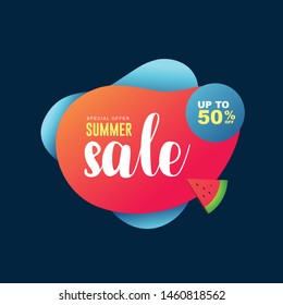 Summer sale banner template. Summer abstract geometric background, vector illustration