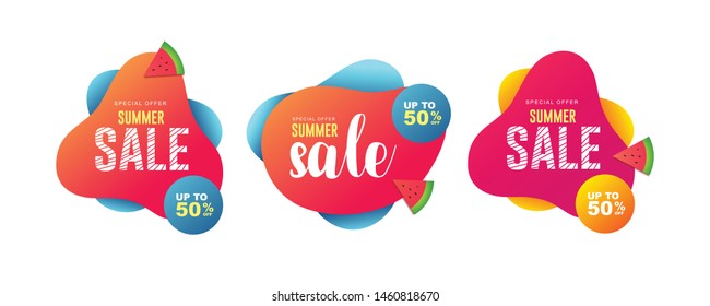Summer sale banner template. Summer abstract geometric background, vector illustration