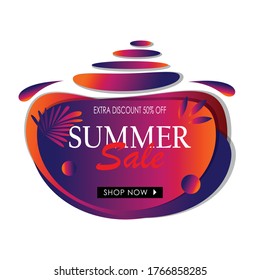Summer sale banner template. Summer abstract geometric background. Tropical backdrop. Promo badge for your seasonal design. Vector illustration. in eps 10