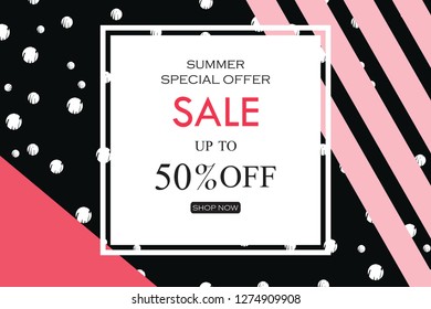 Summer Sale Banner Template Background. Vector Illustration with Special Offer Typography Elements for Coupon, Voucher, Banner, Flyer.
