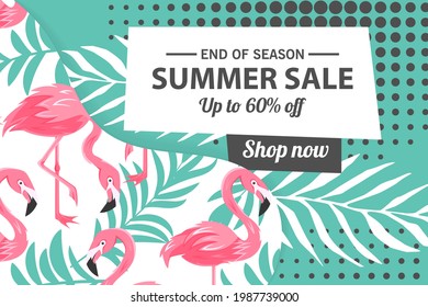 Summer sale banner template, Summer sale bright background for your advertisement, Vector illustration