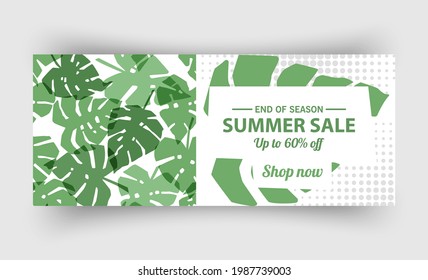 Summer sale banner template, Summer sale bright background for your advertisement, Vector illustration
