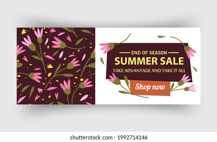 Summer sale banner template, Summer sale bright background for your advertisement, Vector illustration