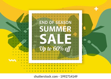 Summer sale banner template, Summer sale bright background for your advertisement, Vector illustration