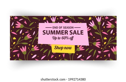 Summer sale banner template, Summer sale bright background for your advertisement, Vector illustration
