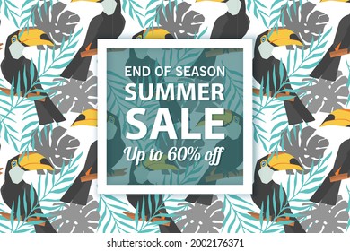 Summer sale banner template, Summer sale bright background for your advertisement, Vector illustration